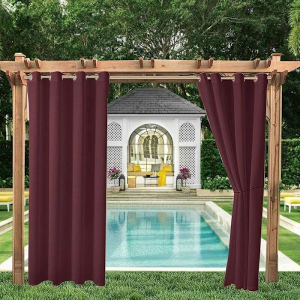 Udendørs gardiner Have Patio Gazebo Blackout Gardin Vindtæt UV-beskyttelse Mugbestandig, Termisk isolerede gardiner med øje, B 132cm x H