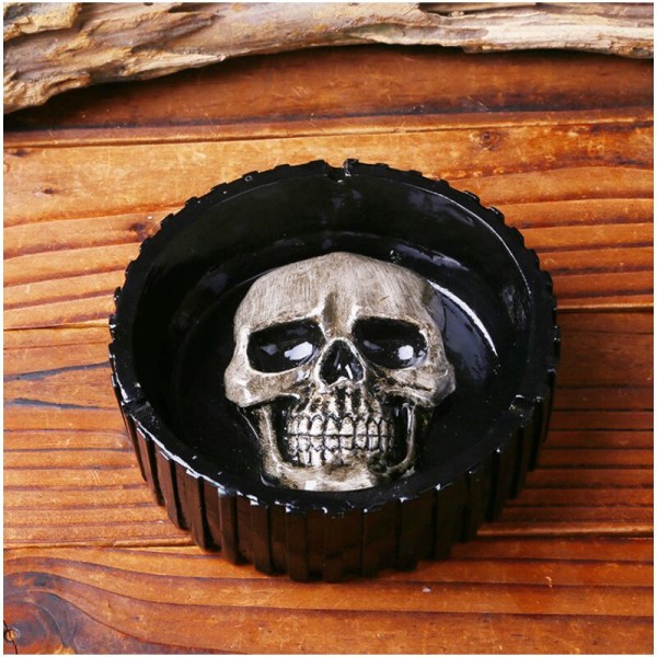 Creative Home Decoration Skull Resin -tuhkakuppi (musta)