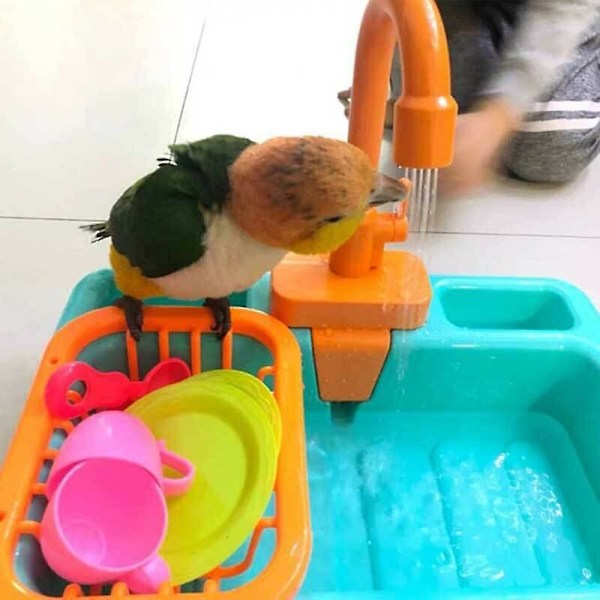 Luova papukaija orsi suihku lemmikki lintu kylpyamme häkki allas papukaija kylpyamme allas papukaija suihku kulho linnut tarvikkeet papukaija lelu Sininen