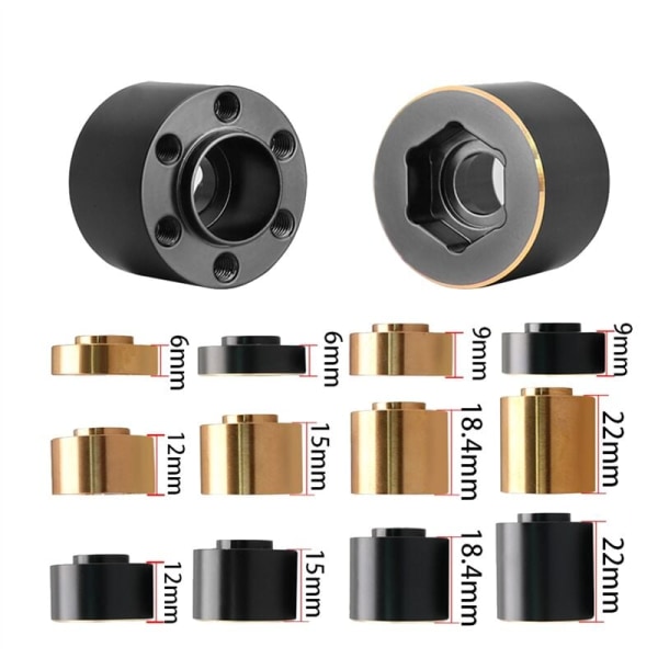 4 kpl messinkipainoa 6 mm kuusikulmainen pyöränlaajennusnapa-adapteri 1/10 RC-ryömintään 1,9 2,2 tuuman vanteet reuna Axial SCX10 TRX4
