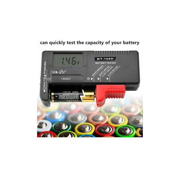 Digital Batteritestare, Universal Batteritestare, Batteritestare, för AA, AAA, C, D, PP3, 9V, 1.5V, Knappcellsbatterier - Fungerar utan Batterier