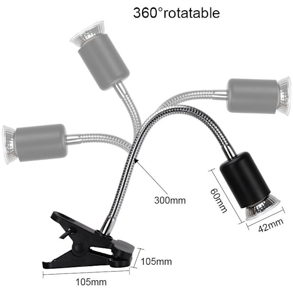 1 UVA UVB 50W Pærer, Reptil Lampe Opvarmning Landskildpadde Lampe med Lang Base 360° Rotation til Reptiler og Padder [Energiklasse A +]