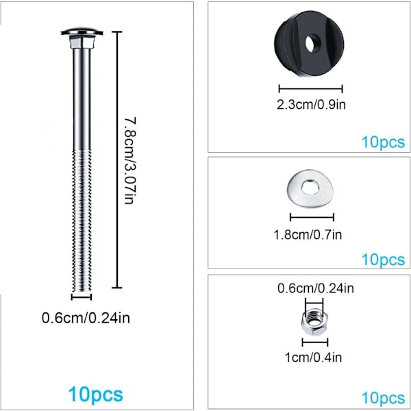 Set med 10 Trampolintillbehör för Trampolinpinnar Trampolinavståndsskruvar för Trampolinmontering