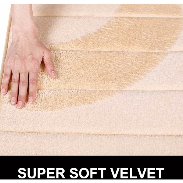 Bademåtte i Hukommelsesskum - Absorberende, Skridsikker, Vaskbar - 40 x 120 cm, Beige