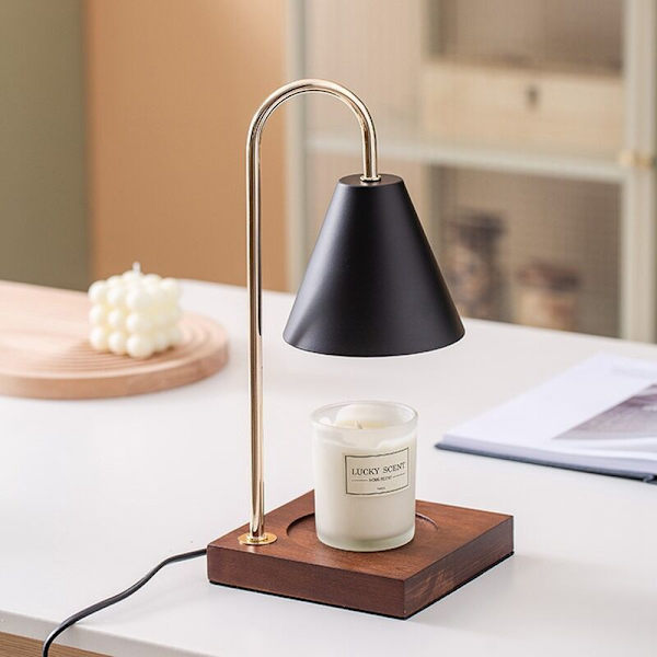 Dimbar Logg Lysvarmer for Stearinlys, Kontrollvokslampe med Pære, AC220V Sort EU-plugg