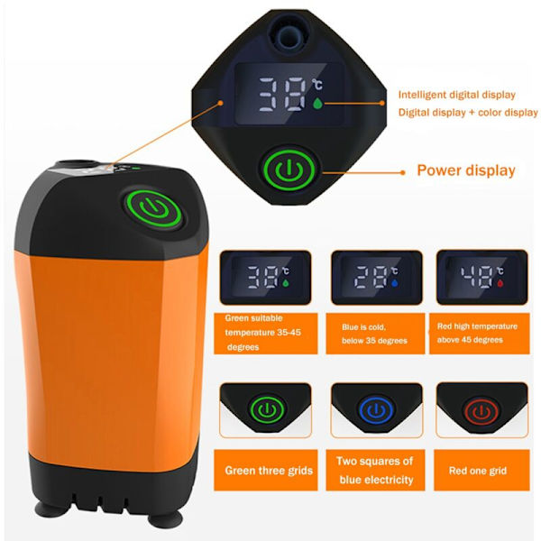 Smart digitalt justerbar utomhus campingdusch bärbar elektrisk duschpump för camping, resor, strand, husdjurstvätt