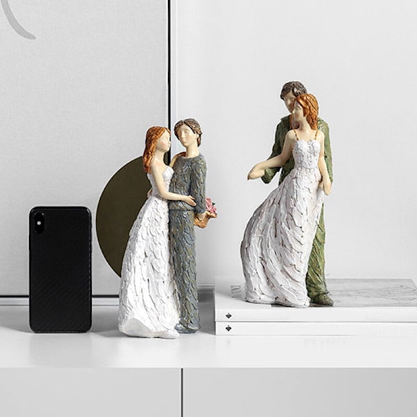 Simuleret kærlighedspar kys resin håndværk model statue dekoration bryllup ceremoni par dekoration-A