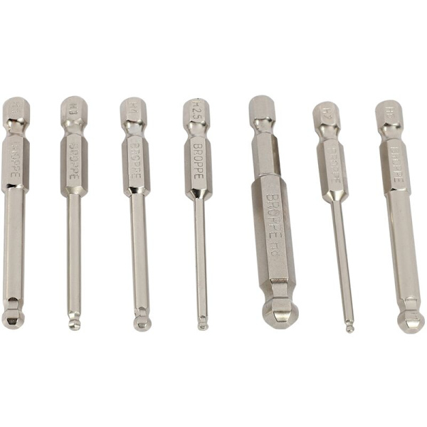 7-pack S2 Magnetiska Kulspetsbitar 1/4 tum Hex