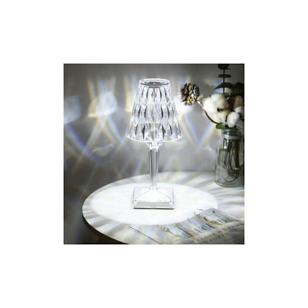 Diamantkristall bordslampa, sovrumsatmosfär nattlampa sänglampa, justerbar temperatur/ljusstyrka, inget batteri, USB-laddning - inget batteri, U