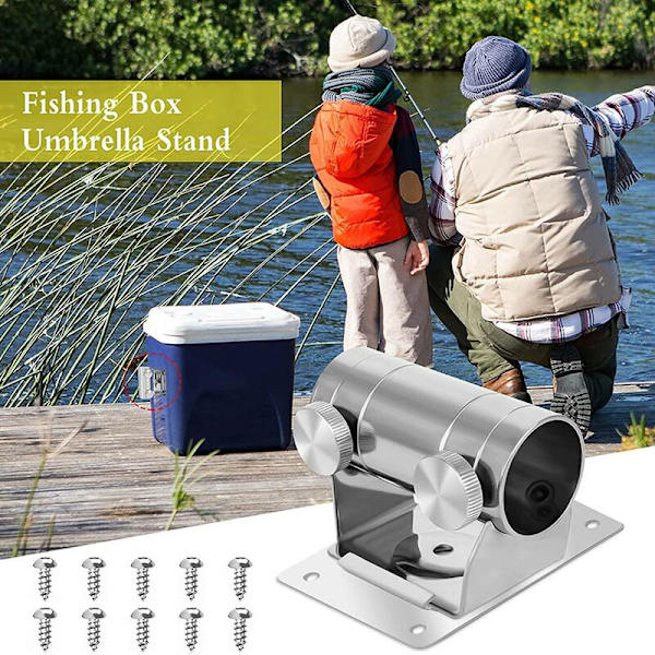 Parasol balkongstativ rustfritt stål fiskeveske justerbar paraplystativ veggmontert fiskeboks paraplyholder