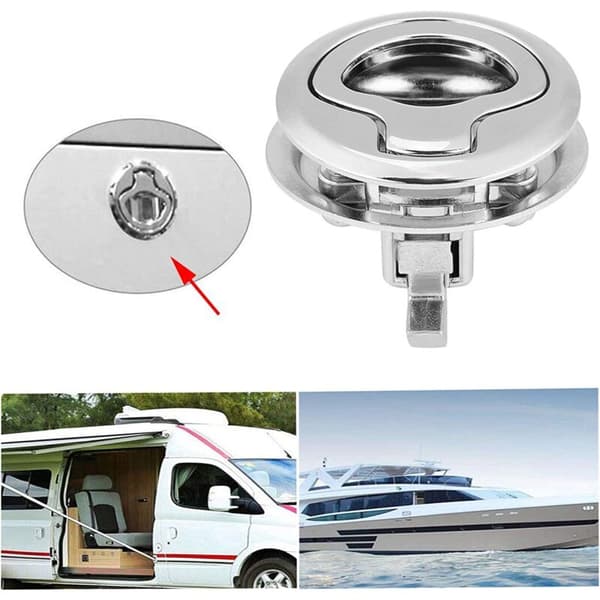 2 stk. Flush Hatch-lås i sinklegering, Flush Door Pull Hatch Slam Latch Lock for Boat Motorhome, Sølv-