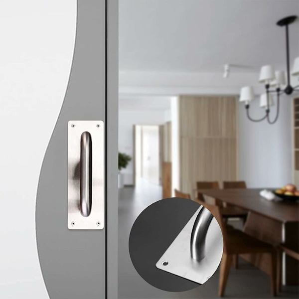 1 stk. Glidskabsgreb i rustfrit stål, firkantet, 200mm x 65mm x 1.2mm, aluminiumlegering med skruer