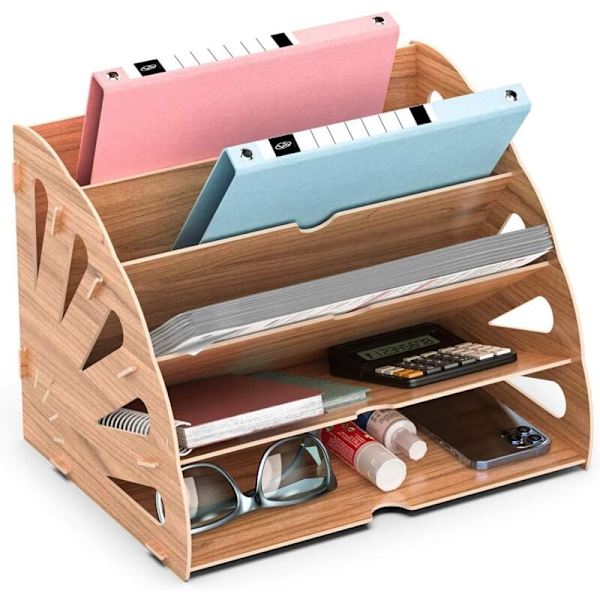 Kontor Oppbevaring Tre Skrivebord Organizer, Oppbevaringsboks for Filer, Brev, A4 Papir, Dokumenter A-