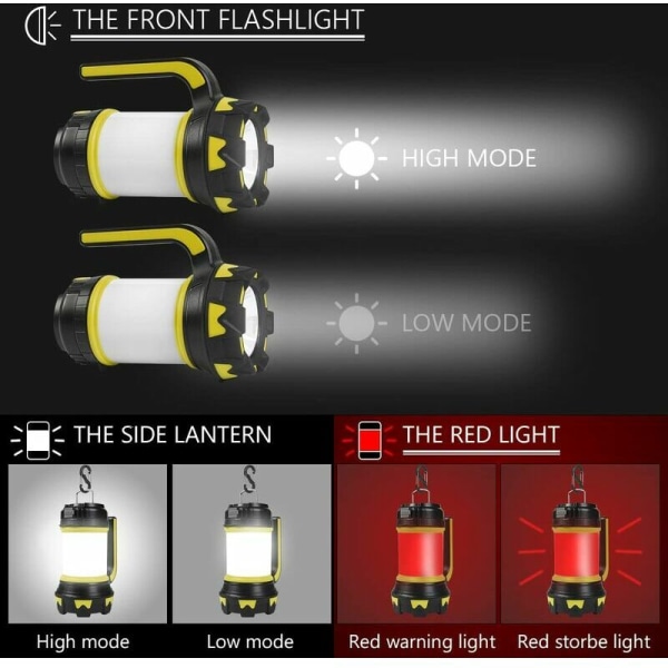 Genopladelig LED-lanterne, 1000 lumen 4000mAh 360° campinglampe, genopladelig LED-lampe bærbar projektor, ultra kraftig, campinglampe 6 tilstande, USB