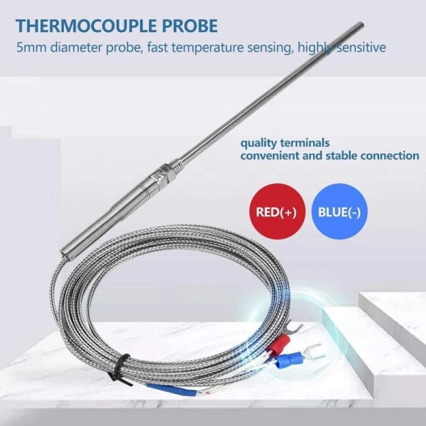 Termoelementgivare, temperaturregulator hög temperatur K-typ termoelementgivare (3m)