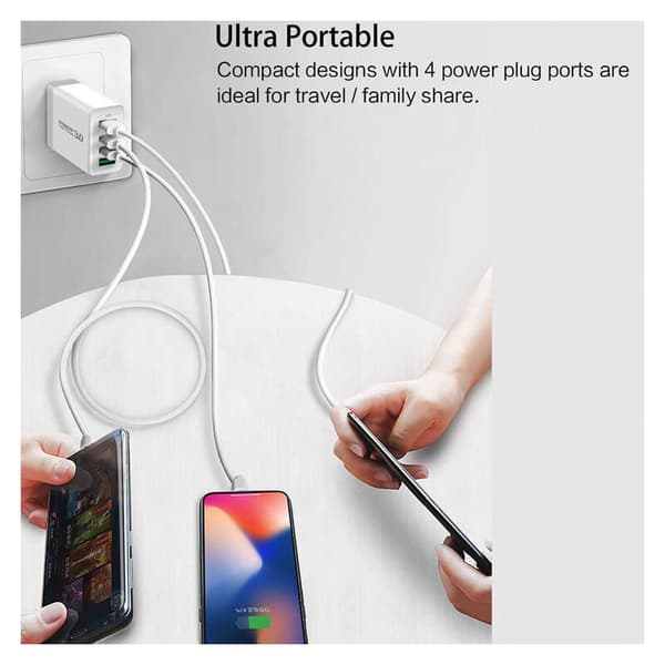 Multi-port oplader, egnet til Apple-oplader, Huawei-oplader, mobiltelefonoplader