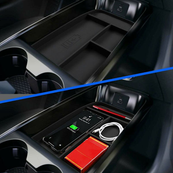 For Mach-E 2021 2022 Auton Keskikonsolin Käsinojan Säilytyslaatikko Säilytysjärjestäjät Lokero Musta