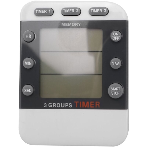 Digital Timer 100 timer Triple nedtelling/klokketimer Kjøkken timer med LCD-skjerm