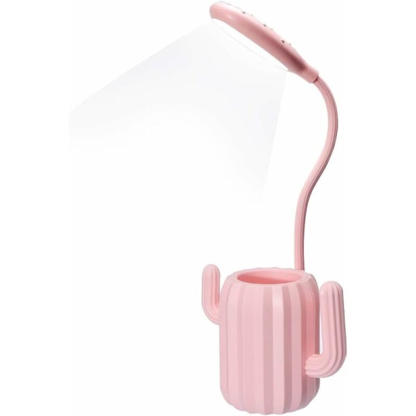 Children's Desk Lamp, LED Desk Lamp Touch Dimmable Bedside Reading Lamp Chargeable Desk Lamp Cordless Pen Holder - Pink-