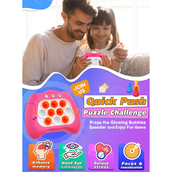 Push Bubble Fidget Toy, Electronic Light Up Spillkonsoll, Kul bursdagsgave, Pop Up Stress Toy for gutter og jenter, Focused Speed ​​Puzzle Game for Fa