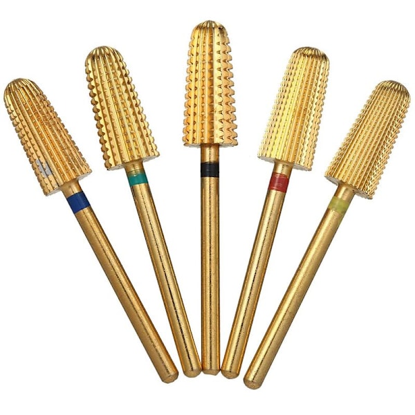 5 st Tungstenstål Borr Bits Set Slipsten Konisk Borr Bits för Nagelband Gel Snabb Polering Remover Exfoliering