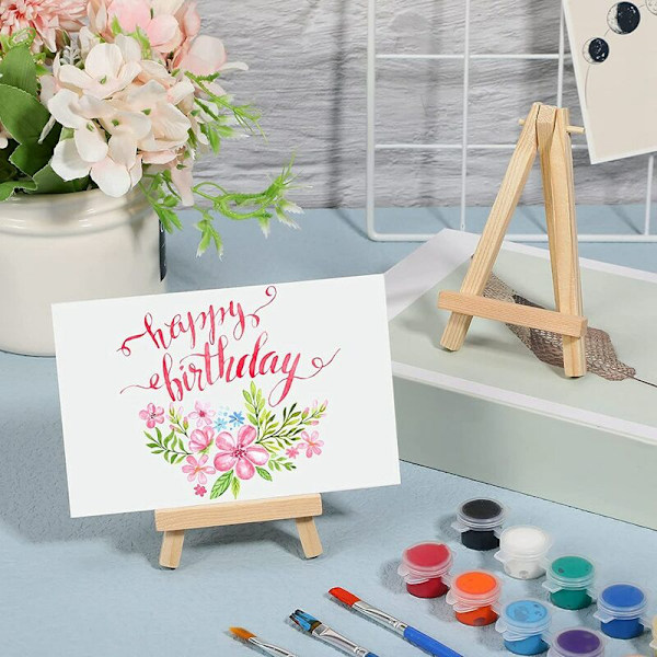 60 Pakk Mini Tre Easel Naturtre Kunst Håndverk Maling Trekant Easel Lerret Stativ Holder
