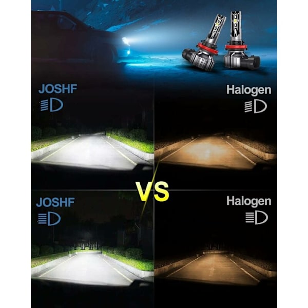 H11 LED-ajovalot, H11 LED-lamppu, 60W CSP 6000K Valkoiset ajovalot autoille ja moottoripyörille, Halogenilampun ja Xenon-sarjan korvaavat autolamput