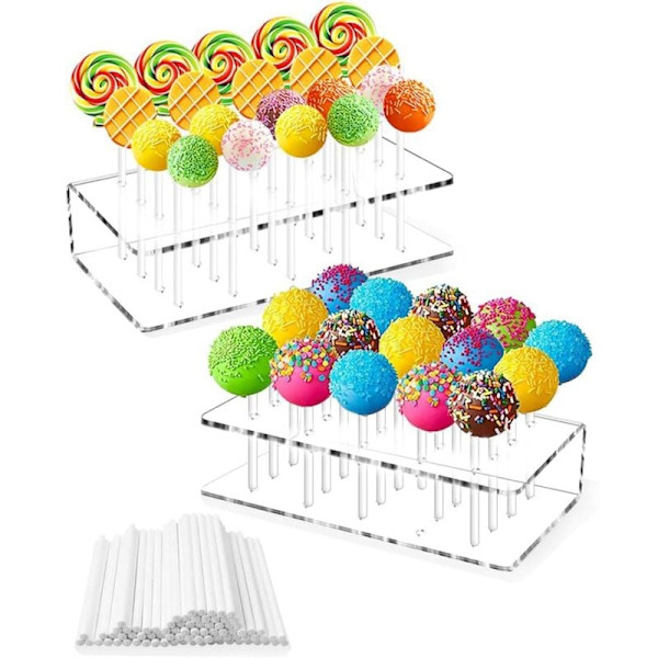 2 stk kakepopstativ, med 100 kakepopstenger, 20 hull, lollipopstativ, lollipopstativ for godteri, dekorasjon, bursdag