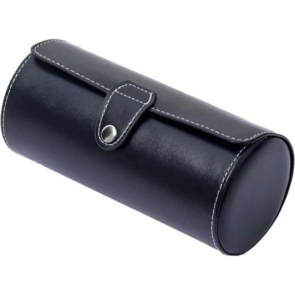 PU Läder Resa Klocka Organizer Box, 3 Fack för Klockor eller Armband (Svart)