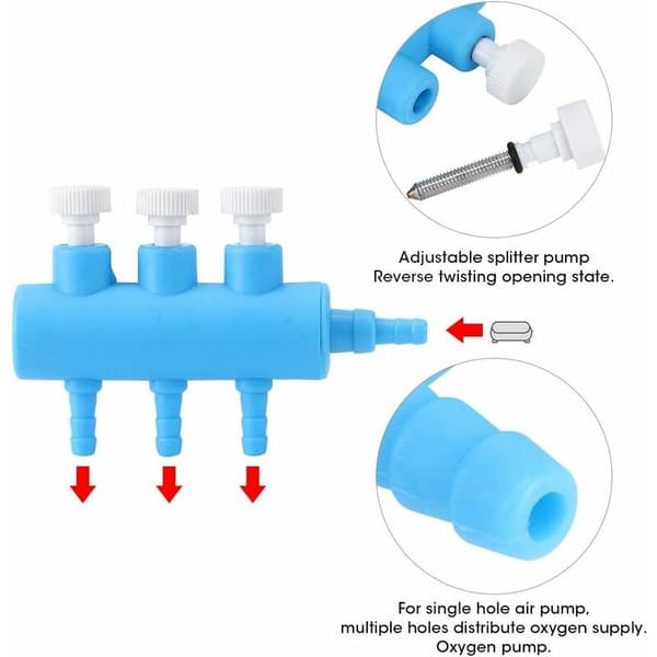 Akvarieluftpump Diverterventil, Akvariumplast Akvariumsyrepumpadapter (3-vägs 2PCS)