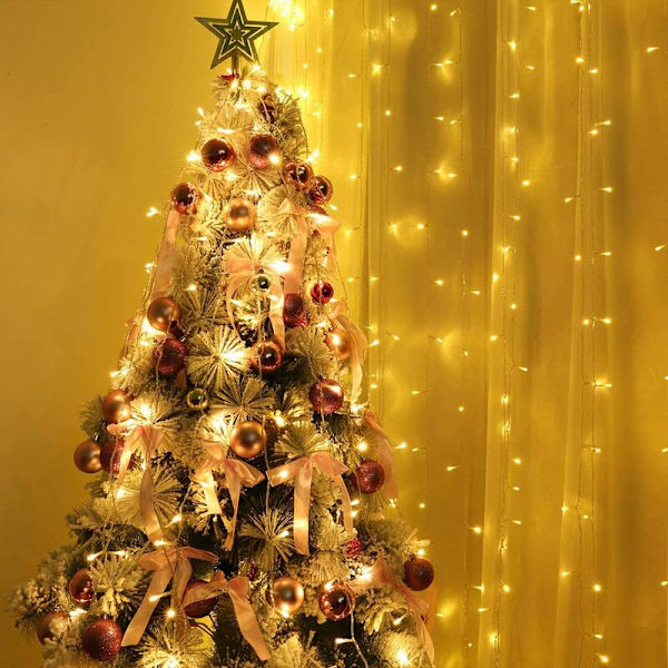 Gardinslys 300 LED Gardinslys 3Mx3M 8 Lystilstande Vandafvisende IP44 Udendørs og Indendørs, Dekoration til Jul, Bryllup, Fødselsdag, Vindue