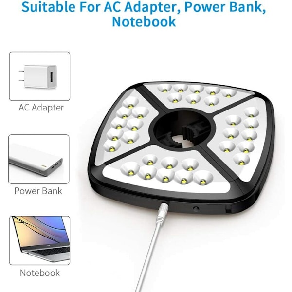 32 LED Genopladelig Haveparasol Lys, Parasol Lys med 2 Lystilstande 72 Timer og Indbygget 2600 Batteri Ledningsfri Dæmpbar til Haveparasol