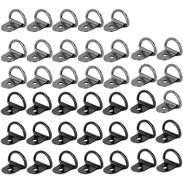 40Pcs Small Steel D-Ring Tie Down Rings, D-Rings for Truck Trailer Cargo, Caravan, Boat