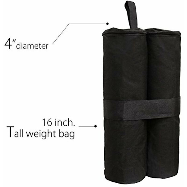 4-pack viktfickor för paviljong - Markis Tält - Sandviktsfickor - Omedelbar utomhus - Viktade fötter - Svart (Dragkedjestil, Svart) -