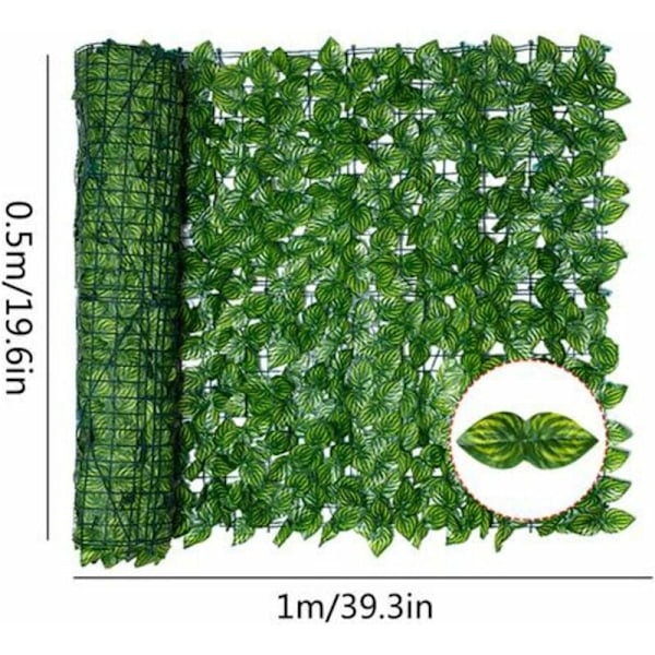 Kunstig Efeublad Gjerde, 0,5m x 1m Hage Skjerming Kunstig Hekt i Rull, Kunstig Løvfellende Hekt, Personvern Gjerde, Hage Skjerm for Balkong B