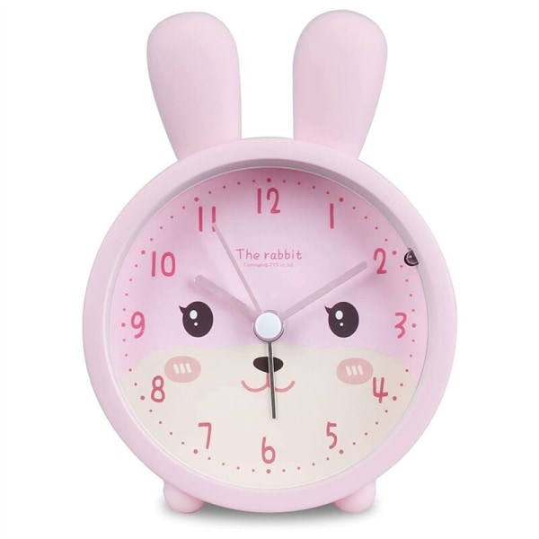 Kids Alarm Clock for Girls No-Tick, Kids Alarm Clock Rabbit Silent Alarm Clock with Light Student