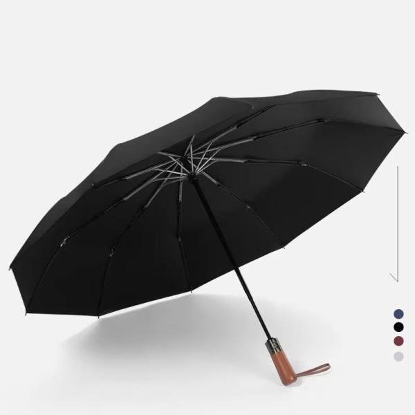 Paraply - automatiskt fällbart paraply - kompakt, litet, vindtätt, starkt - för män, kvinnor och tonåringar (svart)