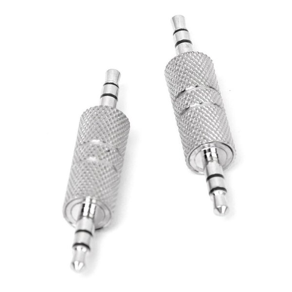 2 stk 3,5 mm stereo hann til 3,5 mm hann lydhodeadapter koblingskontakt