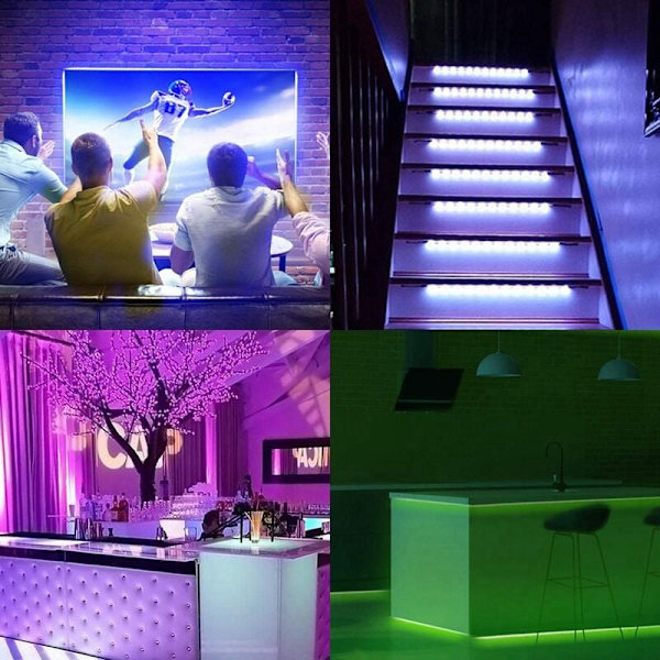 20M Lys RGB 3528 Fargeskiftende LED Fleksible Lys med 44-Tasters Fjernkontroll for Soverom TV Lyslist EU-Plugg
