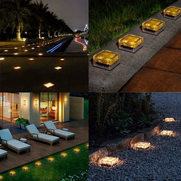 Piece Lampe 4 LED Varmt Hvit Solcelle Utendørs Lys, Sensor Lys Solcelle Stilys Steinlys for Utendørs Dam Jord Sti Hage Patio