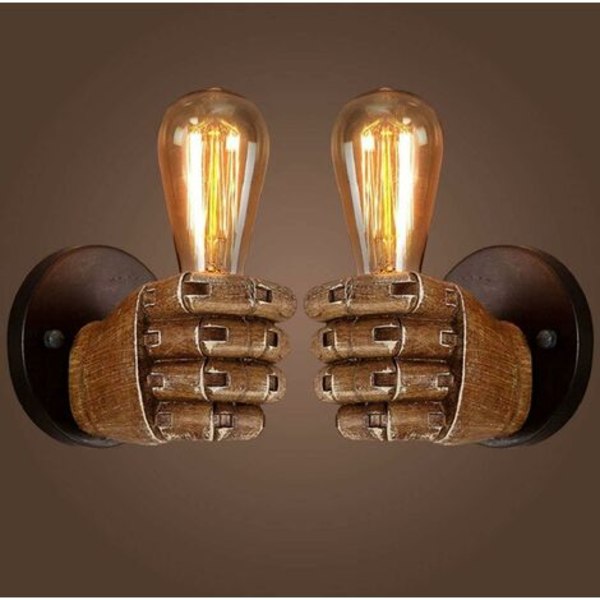 Antik knytnæve væglampe, vintage industriel væglampe E27 Edison pæresokkel til gang Køkken soveværelse Restaurant Cafe belyst (venstre hånd + højre
