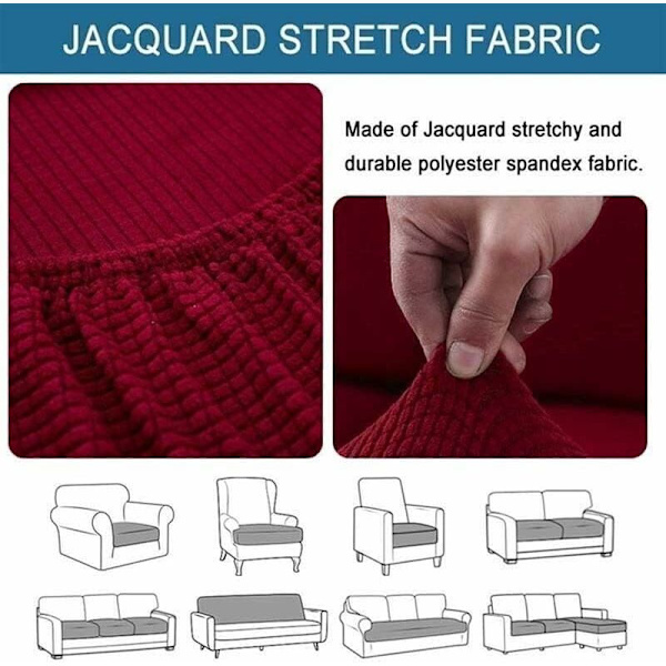 Hörnsoffa Stretch Sitsdynaöverdrag Möbelskydd Dammskyddande Soffaöverdrag Vinröd, 1 Sits (50-63cm)