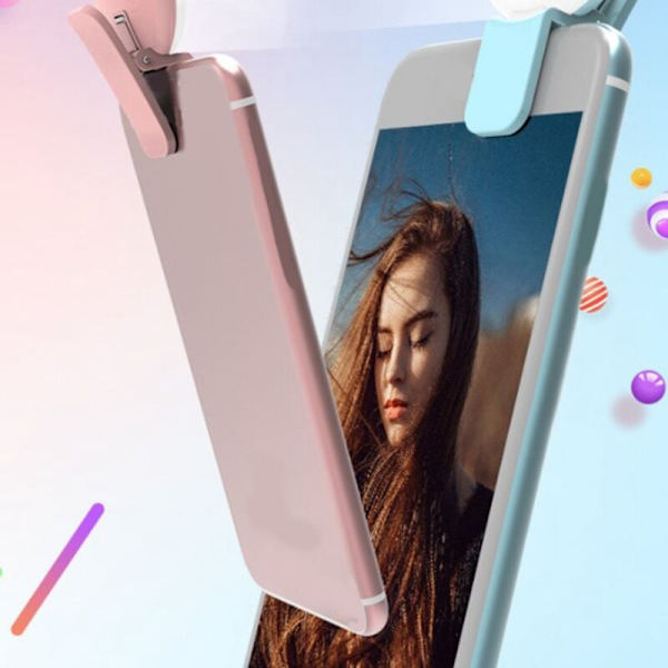 Mobiltelefon Fyld Flash Linse Lys Lampe Clip Tre Stop Dæmpning Mini Holdbar Praktisk 10 LED Selfie Ring Skønhed, Hvid