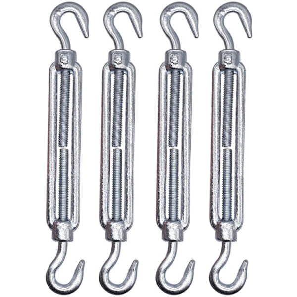 4 stk M6 justerbar kabelstrammer med krok og krok - Kabelstrammer (4 stk, M6)
