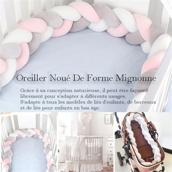 Baby Crib Bumper - 3 Weave Baby Cushion Snake Braided Shockproof Velvet Protection Bed Bumper Nursery for Newborns Bed Room Decor with, Milk White -