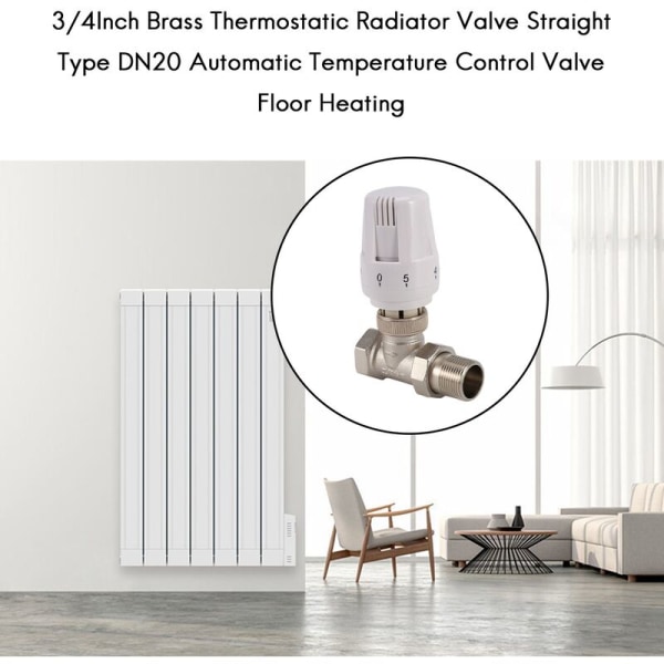 Messinkinen termostaattinen patteriventtiili 3/4 tuumaa suora tyyppi DN20 automaattinen lämpötilan säätöventtiili lattialämmitys