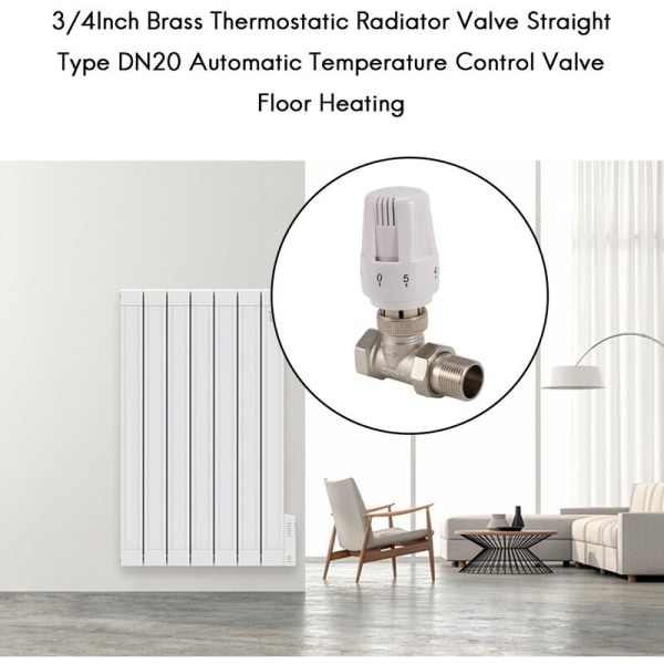 Termostatisk radiatorventil i mässing 3/4 tum rak typ DN20 Automatisk temperaturkontrollventil Golvvärme