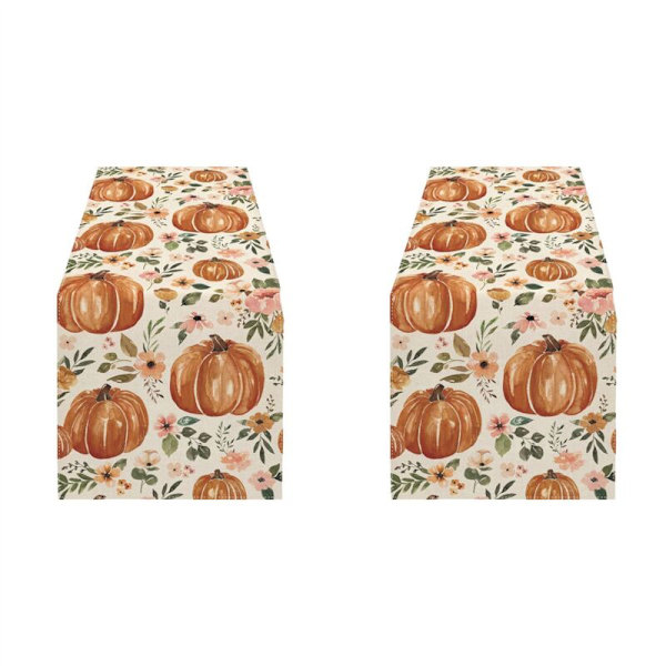 2 st. Höstpumpa Bordstabletter, Thanksgiving Höstblommiga Vägar för Kök, Café eller Inomhus och Utomhus
