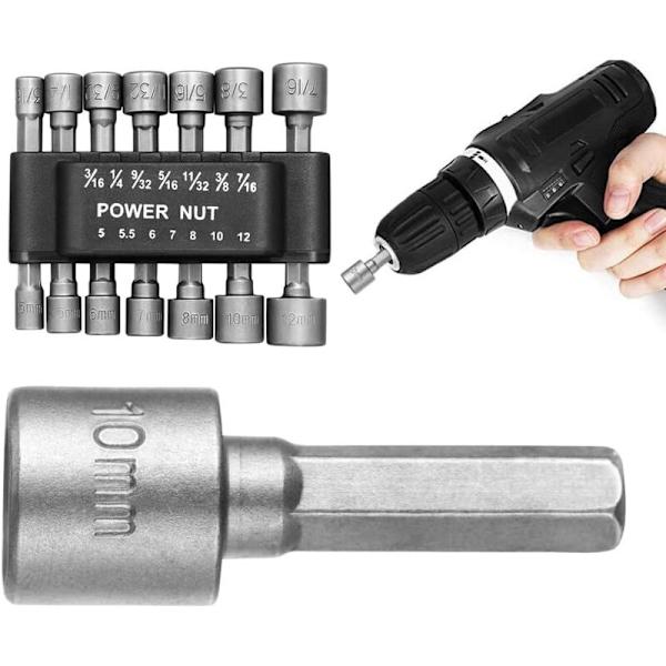 Tillbehör för skruvmejslar Set med 14 hylsor 5-13 mm - 1/4 hexagonadapterhylsa - För sladdlös borr eller skruvmejsel