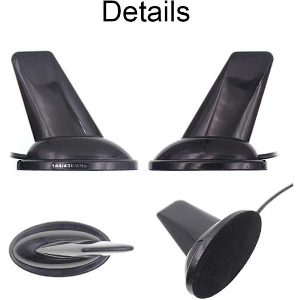 Dobbelbånds mobilradioantenne 136-174 MHz Fin-stilantenne og 400-470 MHz antenne med 4 adaptere